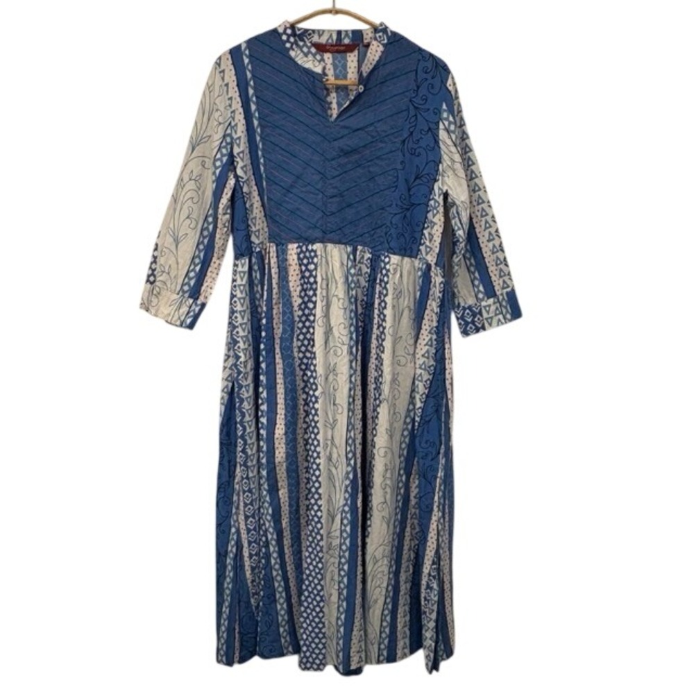 Sangria Midi Dress Size XL Patchwork Geometric‎ Floral Print Cotton Boho Cottage